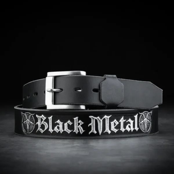 BLACK METAL<br> Embossed Leather Belt