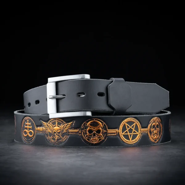LEVIATHAN Copper<br> Embossed Leather Belt
