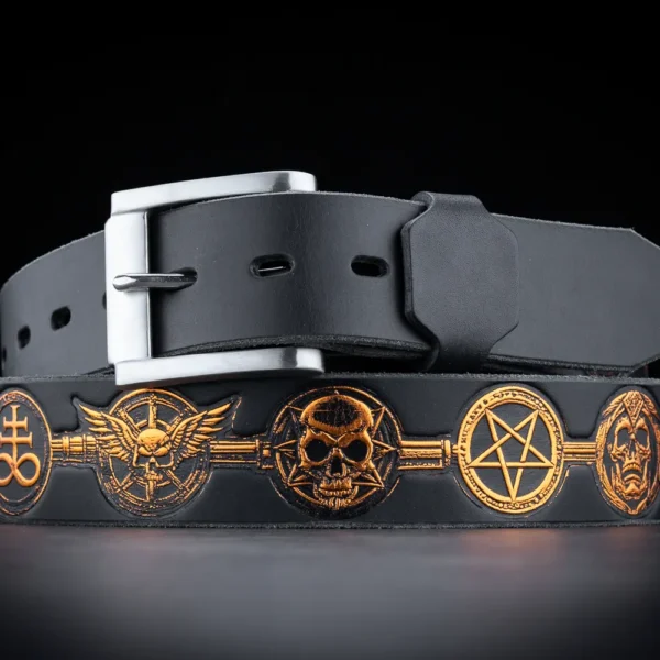 Alternative view of LEVIATHAN Copper<br> Embossed Leather Belt