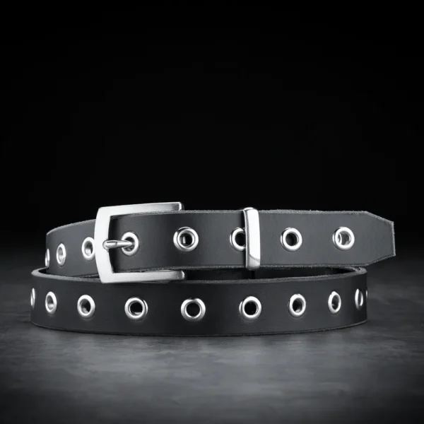 STEELRING NARROW<br>Studded Leather Belt