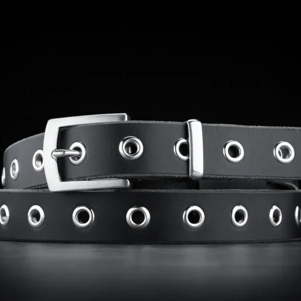 Alternative view of STEELRING NARROW<br>Studded Leather Belt