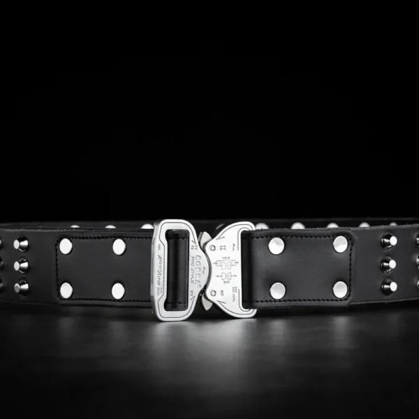 Alternative view of IRONLINE COBRA<br/>Studded Leather Belt