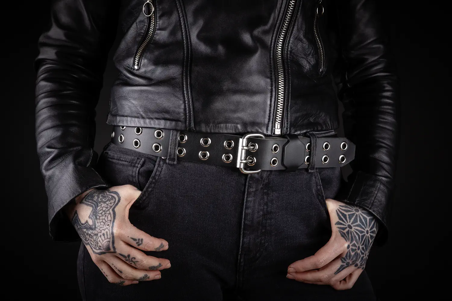 STEELRING DOBLEPRONG<br>Studded Leather Belt - Image 3